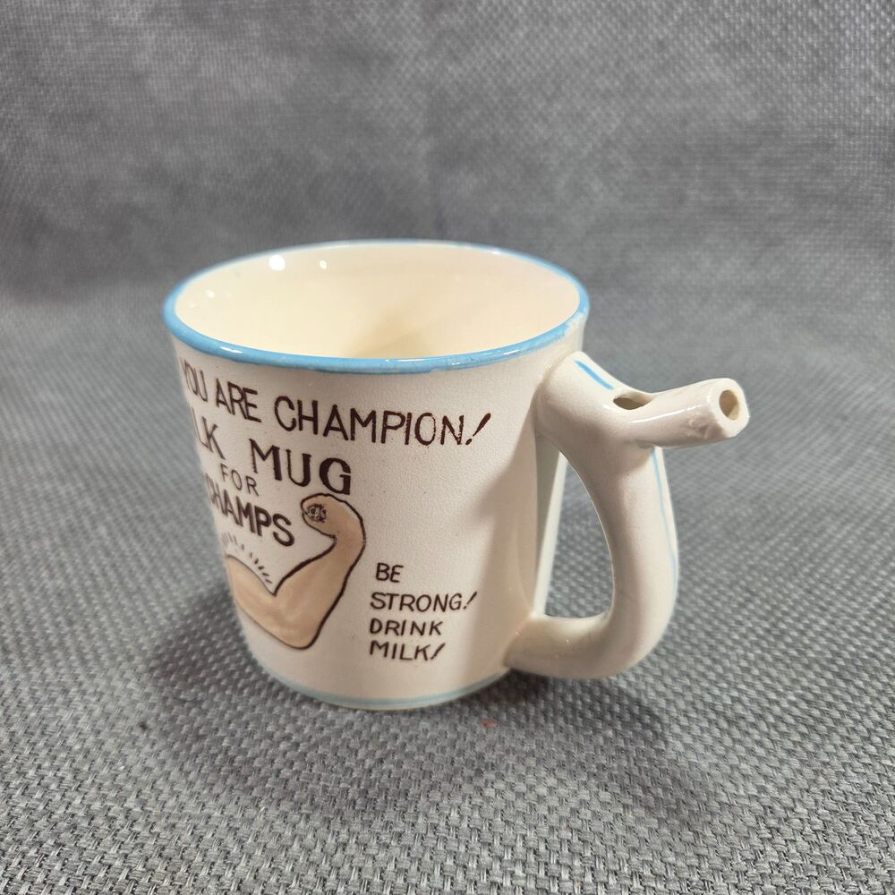 VTG Whistle Handle Milk Mug For Champs Ceramic Kids Cup Whistle Japan 50s 60s - Picture 2 of 6